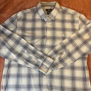 Calvin Klein Men's Cotton plaid button up professional or casual shirt Large